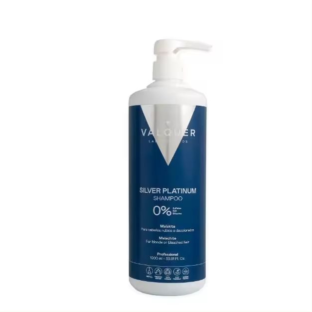 Valquer Profesional Champú Silver Platinum 0% Sulfatos, Sales y Siliconas 1000 Ml - 1