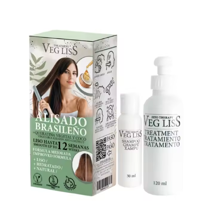 ALISADO BRASILEÑO VEG LISS CON  KERATINA  Y COCO VEGANO, SIN FORMALDEHYDE 120ML - 1