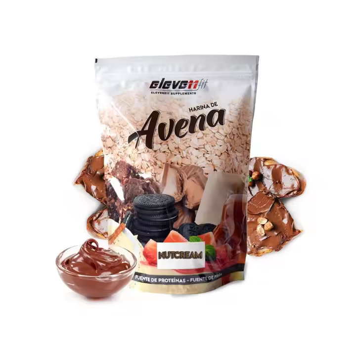 Eleven Fit Harina de Avena / Fuente de Hidratos de Carbono y Proteínas - Ideal para Tortitas - 18 Deliciosos Sabores - Efecto Saciante y Beneficios de Alta Nutrientes Sabor Nutcream 1KG - 1