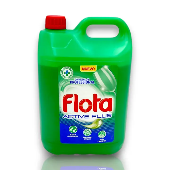 Lavavajillas Profesional Flota Active Plus - 4.5 Litros - Poder Antigrasa - Perfume Citrico - Diseñado para Uso Diario en el Hogar - Pack de 2 Unidades - FLOTA. - 1