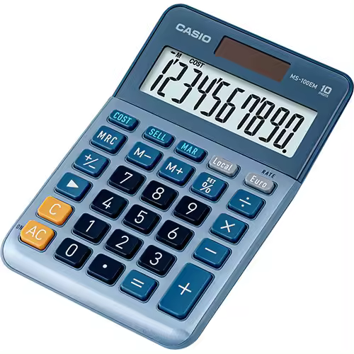 Casio MS-100EM - Calculadora De Escritorio Multicolor Con Pantalla Extra-Grande De 10 Dígitos - 1