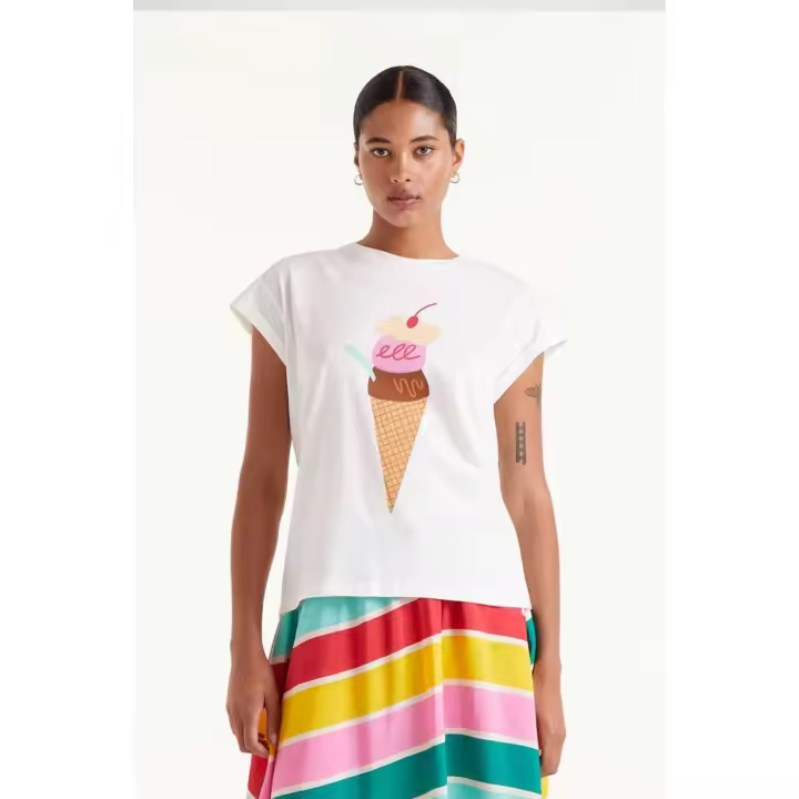 Compañia Fantastica Camiseta Mujer Helado Blanca - 1
