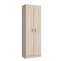 Meimon Armario MULTIUSOS 2 puertas en acabado Roble, con 3 estantes regulables, tablero melaminizado TIPO E1, cantos melamínicos, trasera MDF blanca, bisagras metálicas, tiradores ABS gris aluminio, tacos antirruido, medidas 180x59x37 cm, soporta 45 kg - details 0