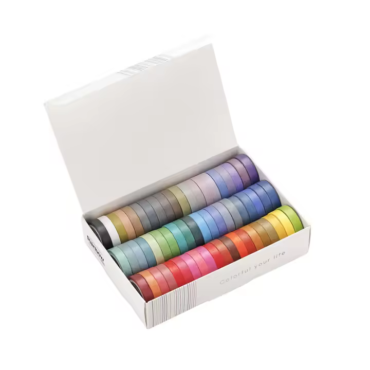 60pcs Cinta De Colores Sólidos Básicos No Repetitivos Para Decoración De Diarios Y Cuadernos DIY Caja De Pegatinas De Papel Y Arreglo De Escritorio - 1