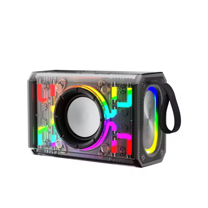 Altavoz S843 Transparente 15W Potente - Wireless Speaker con Bluetooth 5.3, Iluminación RGB LED, Función TWS, Radio FM Integrada, Batería Duradera 2400mAh, Reproducción Extendida, Carga Tipo C, Alcance 15M - 1