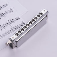 SW1040 Armónica Cromática De Cisne 10 Agujeros 40 Tonos En Clave De C Plata Con Caja Exquisita Armónica Para Música - details 4