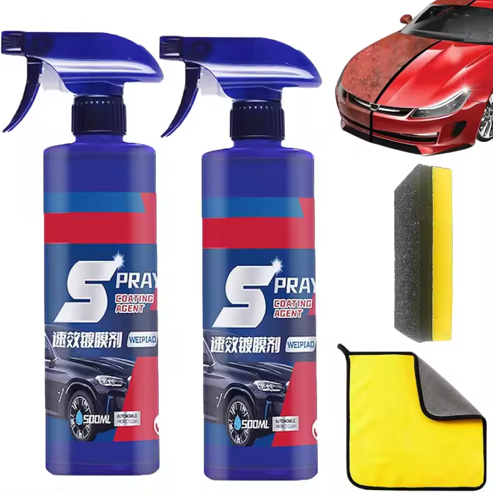 Aerosol para automóvil, aerosol para revestimiento de automóviles de 500 ml, agente en aerosol para revestimiento de nanocerámica, agente de restauración de piezas de plástico, aerosol para pulir cera para revestimiento de automóviles (2 unidades) - 1