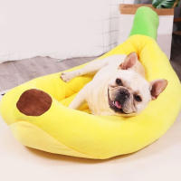 Cama Para Perro En Forma De Plátano Almohadilla Suave Y Transpirable Para Pequeños Y Medianos Perros Nido De Mascota De Terciopelo - details 0
