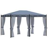 vidaXL Cenador con pantallas de malla acero gris antracita 3x4 m - details 0