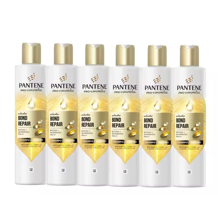 Pantene Molecular Bond Repair Champú con Biotina Fórmula Pro-V para el Pelo Seco y Dañado. Protege y Deja el Pelo más Sano y Regenerado. Enriquecido con Nutrientes 6 Unidades de 250ml - 1