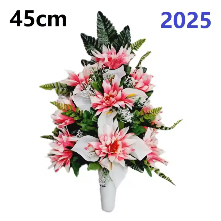 Centro de Flores para Cementerio Gerimport | Ramos de Flores para Todos los Santos | Flores Artificiales de Tela | Ancho 30cm | Alto 45cm | Personalizar Color y Medida | Contacto con Nosotros - 1