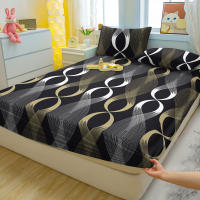 Sábana Ajustada Moderna Y Simple Con Diseño Geométrico Imprimido Mate Sin Almohadillas Cobertor De Cama Para Dormitorio - details 1