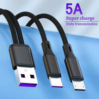 Cable De Carga Rápida 2 En 1 Tipo C Micro USB 5A Para Samsung Huawei Xiaomi Cable De Datos 1m Con Enchufe USB a - details 0