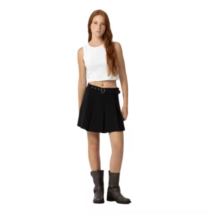 TIFFOSI - Falda para Niña en Color Negro - Colección TEEN -Tiro Medio y Cinturón - 1