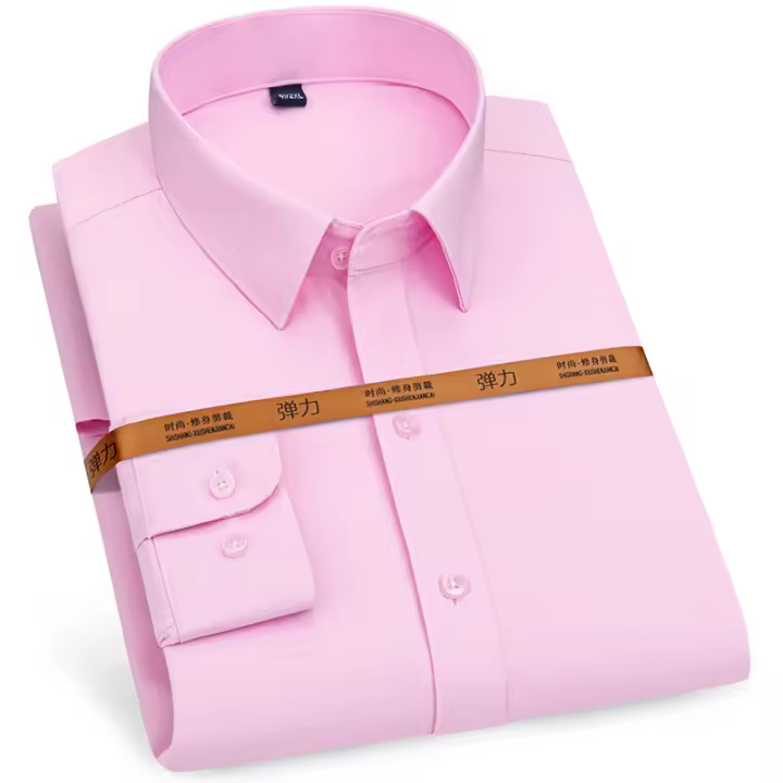 Camisa De Hombre Sin Arrugas Larga Para Traje Slim Fit Fácil De Planchar Cuidado Facilito Moda Negocios Social Ropa De Oficina - 1