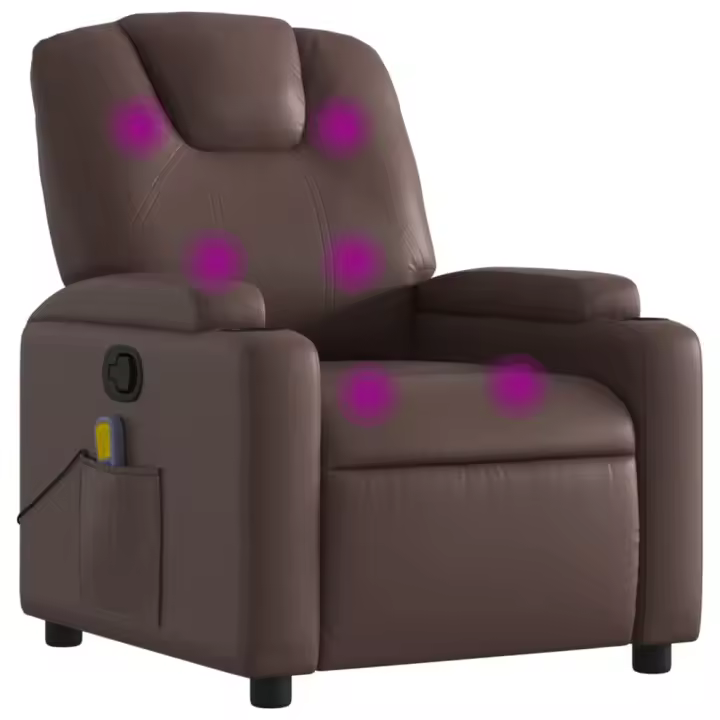 vidaXL Sillón de masaje reclinable cuero sintético Negro, Crema, Marrón Sillon Dormitorio Sillon Comodos Silla Relax Sillón Sofá - 1