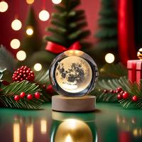 Lámpara Nocturna LED Creativa En Forma De Bola De Cristal 3D Con Patrón De Santa Claus Solar Sistema Para Ambiente De Dormitorio Regalo De Navidad Para Niños - details 9