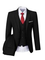 Traje De Dos Piezas Para Hombre Clásico 2 Botones Traje De Oficina Con Chaqueta Y Pantalones Talla Regular Material Polyester Y Viscosa Adecuado Para Bodas Y Todas Las Estaciones - details 1