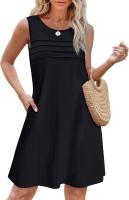 Vestido De Mujer Verano 2025 Con Bolsillos Cuello En O Manga Corta Sin Costuras Estilo Casual Largo De Rodilla Polyester - details 10