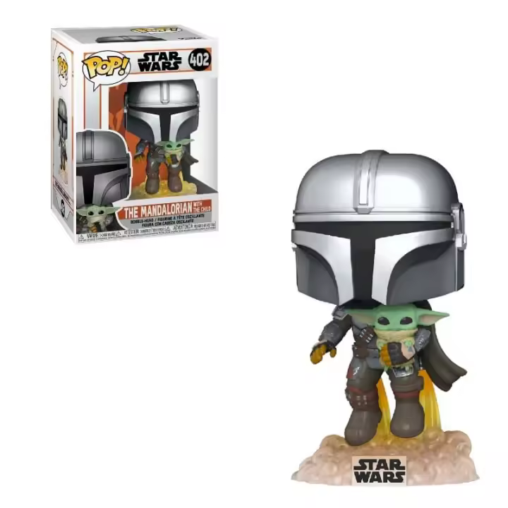 Funko pop star wars the mandalorian mandalorian volando con jet & baby yoda - 1