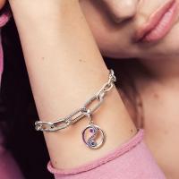 Medallón de plata esterlina PANDORA con cristales azules y morados y esmalte morado，Viene con un embalaje de caja de regalo completo. - details 2