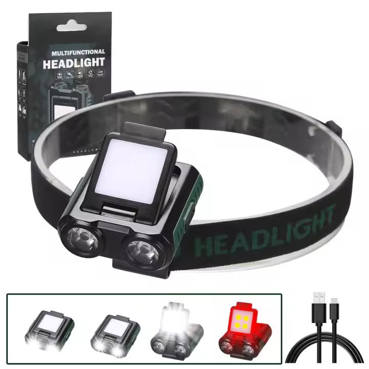Linterna Frontal De Cabeza Recargable Tipo-C Owl Rotativa Portátil Para Caza Pesca Y Bicicleta Con Luz LED 180° Ángulo De Haz Impermeable - 1