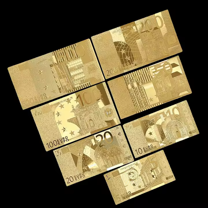 Set De 7 PCS De Notas De Banco De Euro Con Película De Oro 24K Decoración Colección Regalo Creativo Impermeable - 1