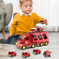 Juego De Coches De Fricción Para Niños Y Niñas Vehículos De Bomberos Y Camión Portador De Juguetes Educativos Para Niños - details 1