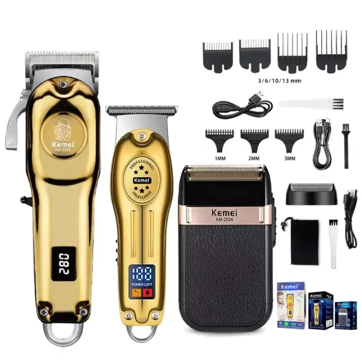 Kit De Pelacabello Profesional Kemei KM-2628 KM-678 KM-2024 Recargable Para Hombres Trimmer De Barba Con Corte Rápido Y Ajuste De Longitud - 1