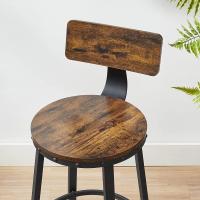 Taburetes de bar con respaldo, set de 2 unidades, estilo industrial, marco de acero, montaje sencillo, asiento elevado para cocina, marrón rústico y negro - details 3