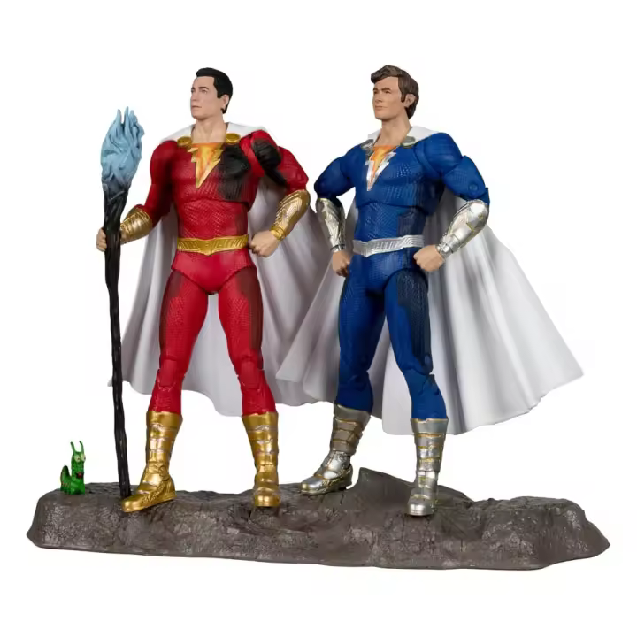 Dc multiverse figuras paquete de 2 shazam (battle damage) & freddie freeman (gold label) 18 cm - 1