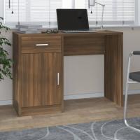 vidaXL Escritorio con cajón y armario 100x40x73 cm en color Roble/Roble ahumado/Gris hormigón y más | estructura resistente ideal para salón dormitorio o estudio - details 4