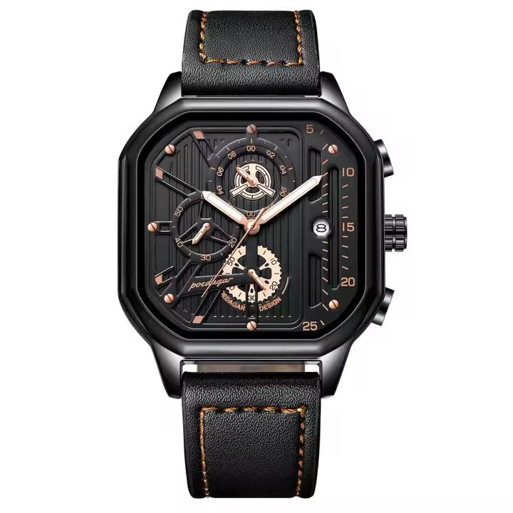Reloj De Hombre POEDAGAR Moda Luminoso Impermeable Cronógrafo Fecha Reloj De Pulsera Acero Inoxidable Cuarzo Cuadrado Relojes Para Hombres - 1