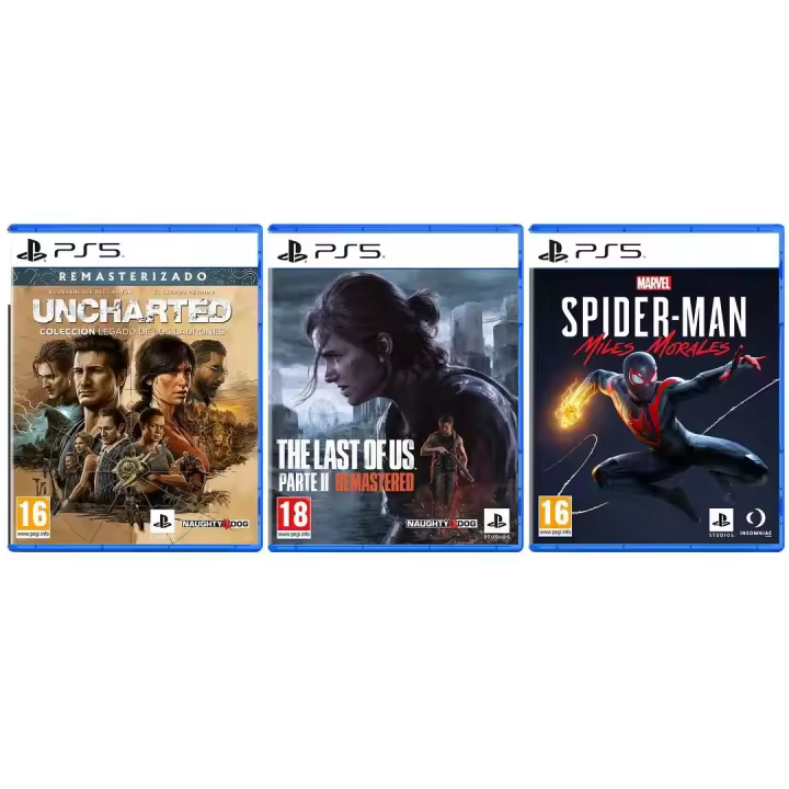 PACK UNCHARTED LEGADO+TLOU II RMST+SPIDERMAN MORAL PS5 - 1
