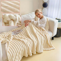 Manta Gruesa De Color Sólido Con Rayas Anchas Manta Suave Y Cálida Para Sofa Y Cama Cubierta De Tela Decorativa Para Dormitorio En Casa Estilo Geométrico - details 2