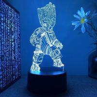 Lámpara De Escritorio LED Creativa Con Ilusión De 3D De Groot De Guardians of the Galaxy Luz Nocturna Cambiante De 7/16 Colores Regalos Para Niños - details 2