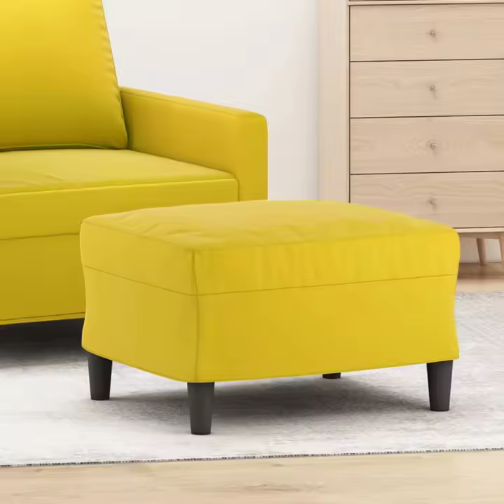 vidaXL Reposapiés de terciopelo 60x50x41 cm en color Amarillo/Crema/Rojo vino tinto y más - 1