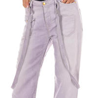 MET-Pantalon Tejano Largo con bajos con corte recto 10DTU0010-G036 para Mujer