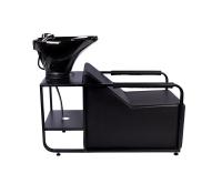 Lavacabezas para peluquería todo en color negro, con estructura resistente y cerámica negra con grifería profesional - details 1