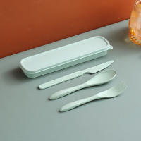 Juego de Cuchillo, TENEDOR, Cuchara y Plato para carne de paja de Trigo, juego de Dos piezas de cuadernillos occidentales, Cuchara y Tenedor de plástico, juego de Tres piezas, beige, 20*5cm - details 3