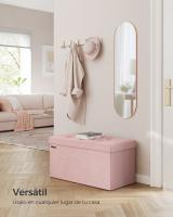 Banco de almacenaje plegable de terciopelo, taburete reposapiés con 2 cajas, 38x76x38 cm, soporta hasta 300 kg, ideal para entrada, sala de estar y dormitorio, disponible en gris paloma, gris pizarra y rosa caramelo - details 13
