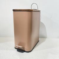 Baños Boutique Papelera de Metal con Tapa de Bambu, 5L con pedal,color caramelo - details 1