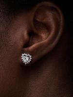 Pandora - Pendientes de botón con halo de corazón brillante - Plata de ley - details 0