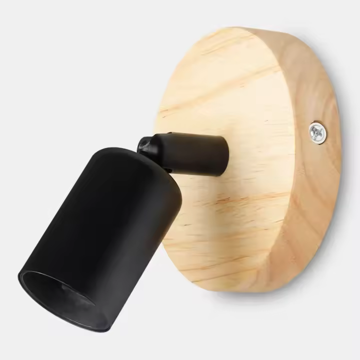 Lámpara De Pared De Madera Vintage Con Base E27 Estilo Negro Y Blanco Para Decoración De Hogar Restaurante Café Iluminación Decorativa - 1