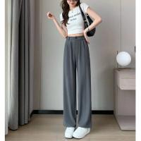 Pantalones De Sastre Para Mujer Cintura Alta Manga Larga Color Sólido Estilo Clásico Para Oficina Pantalones Rectos Y Anchos Basicos - details 8