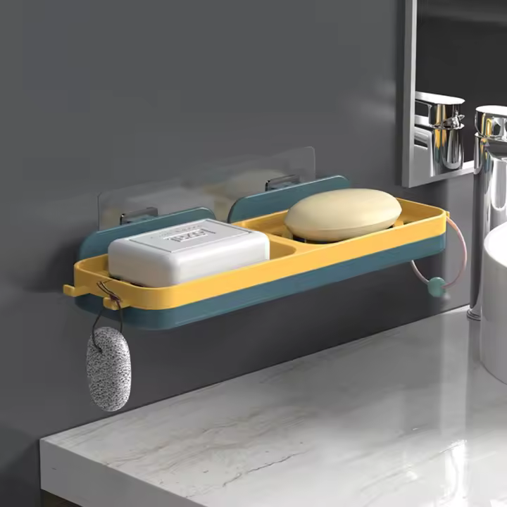 Soporte Para Jabón Doble Rejilla Adherente Al Muro De 4 Colores Organizador De Drenaje Para Baño Y Cocina Resistente Al Deslizamiento - 1