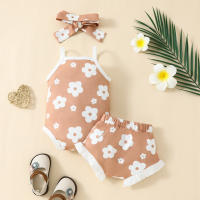 Conjunto Veraniego Para Bebé Niña Con Estampado De Flores Camiseta Y Shorts Con Diadema 2 Piezas Ropa Infantil De Verano - details 10