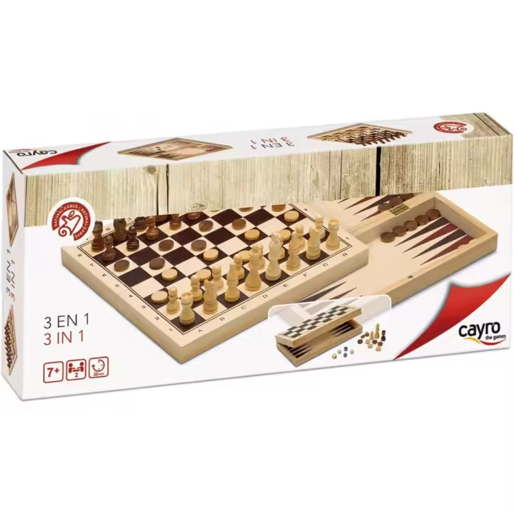 Cayro - 3 en 1. Tablero plegable. Ajedrez, damas y backgammon - 1