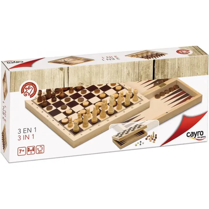 Cayro - 3 en 1. Tablero plegable. Ajedrez, damas y backgammon - 1