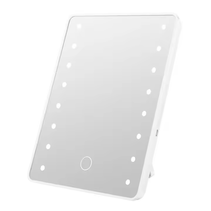 Espejo Con 16 Luz Led Natural Rectangular Con Pie Blanco Para Maquillaje 17x22 Cm - 1